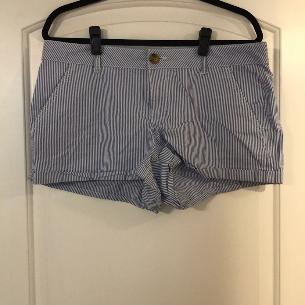 blue & white striped shorts